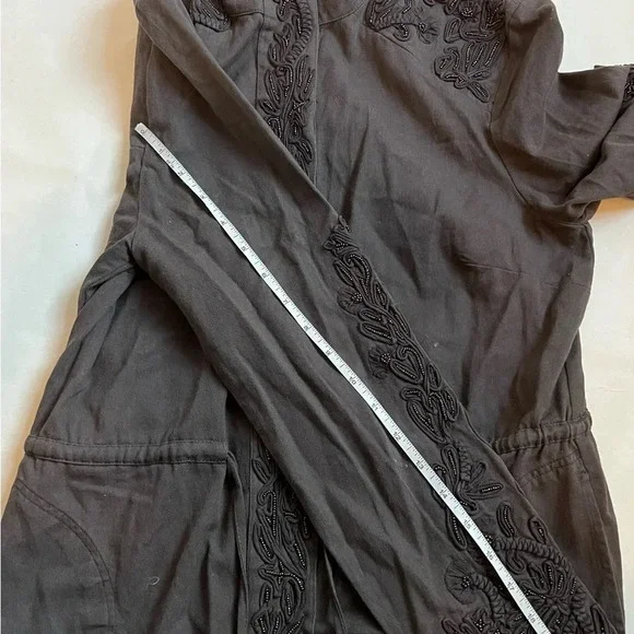 Anthropologie Love Sam XS Khaki Travis Beaded 100% Cotton Utility Jacket - Picture 11 of 14